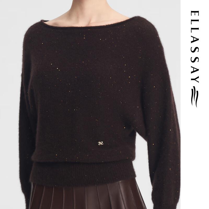 ELLASSAY Women's Off-Shoulder Sequin Silk Cashmere Knit Top