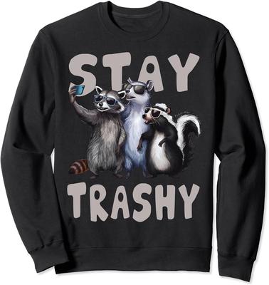 Stay Trashy Funny Fun Raccoon, Opossum, Skunk Unisex Crewneck Sweatshirt