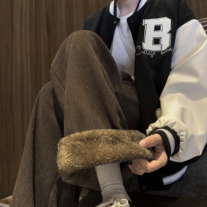 Men's Winter Corduroy Pants - Cold-Resistant to -40°, Extra Thick with Velvet and Lambskin Lining