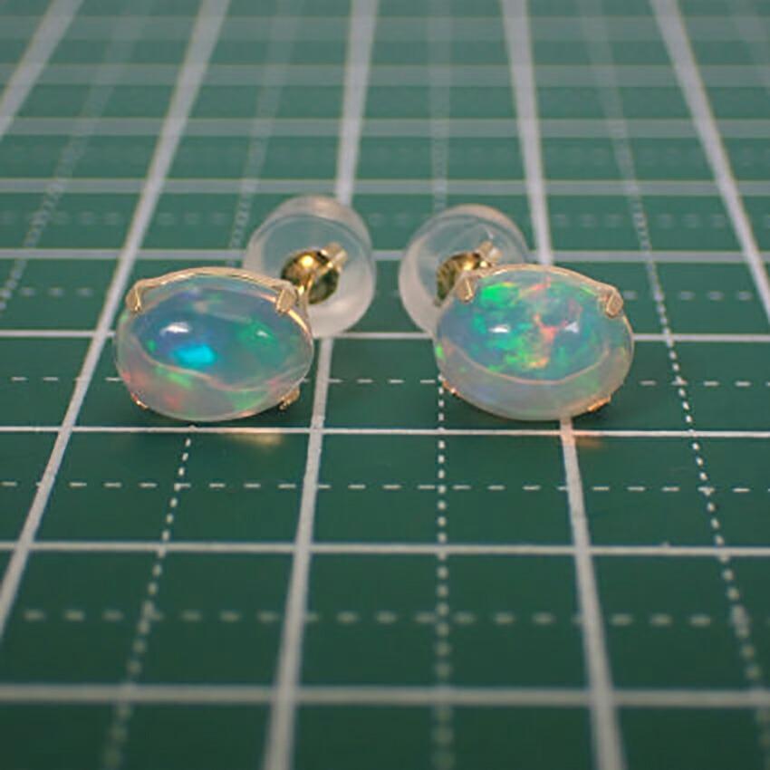 [Neu] K18 ovale Opalohrringe [i11-1]