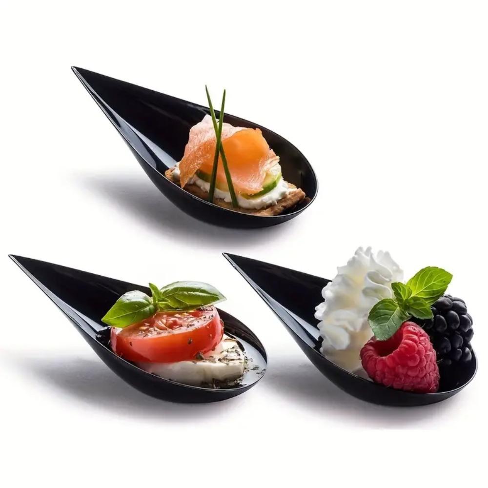 10Pcs Reusable Plastic Water-drop Shape Seasoning Dish Appetizer Plates Tasting Cup Sauce Dish Ice Cream Jelly Cup Tableware