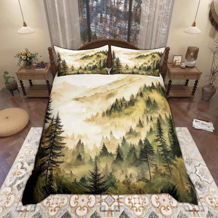 

Комплект пододеяльника Homewish Watercolor Jungle 2 шт./3 шт., Дымчатое лесное постельное белье, Ботанический комплект пододеяльника с сосновыми деревьями DE XS 100x135cm 2pcs&set