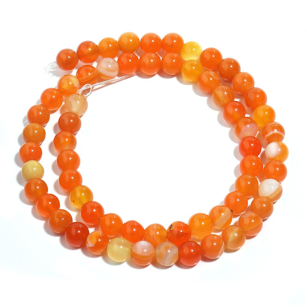 

1 String Round Orange Stripe Crystal Agate Natural Stone Beads Loose Spacer Beads For Jewelry Making DIY Bracelet Necklace Ring