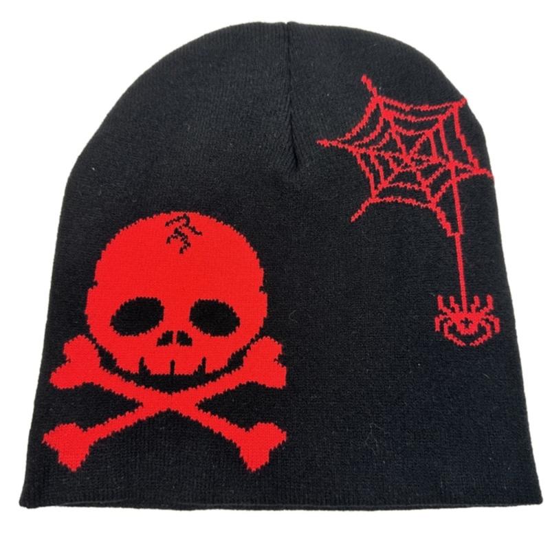 Jacquard Skull Pattern Handmade Elastic Hat Soft Winter Warmer Knitted Hat Cold Winter Presents for Students Teens