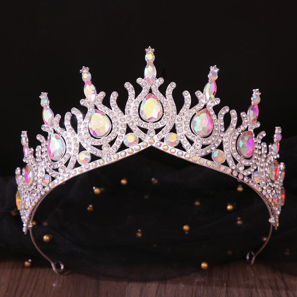 DIEZI 19 Colors Baroque Opal Crystal Tiara Crown For Women Girls Wedding Party Elegant Luxury Rhinestone Crown Hair Jewelry