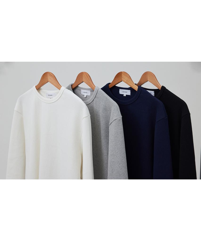 OX STUDIOS Ribbed Crop Long Sleeve (Melange Grey)