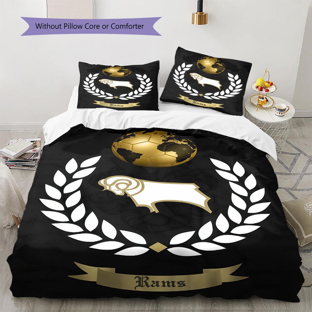 Derby County Bedding Quilt Set Quilt Cover Pillowcase Home Decoration Birthday Gift (1 * Duvet Cover + 2 * Pillowcase, Without Core)
