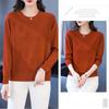 Women's Thin Crew Neck Knit Sweater Spring and Autumn Loose Solid Color Knit Pullover Top