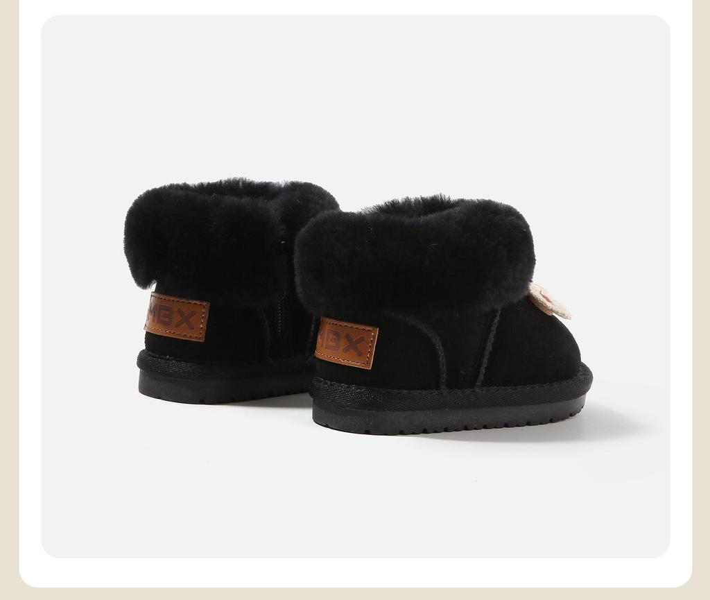 Toddler Girls' Plush Outdoor Leather Boots with Velvet Lining - Winter 2025