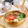 Korean Style 304 Stainless Steel Double Layer Cold Noodle Bowl Gold Silver Rice Bowl  Large Soup Bowl