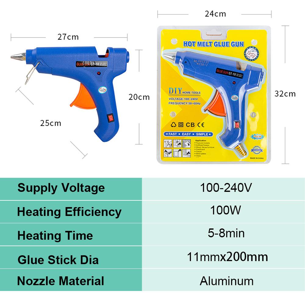 100W Hot Melt Glue Gun For 11mm Glue Sticks Mini Industrial Household Heat Electric Hot Gun For Car Dent Removal DIY Repair Tool