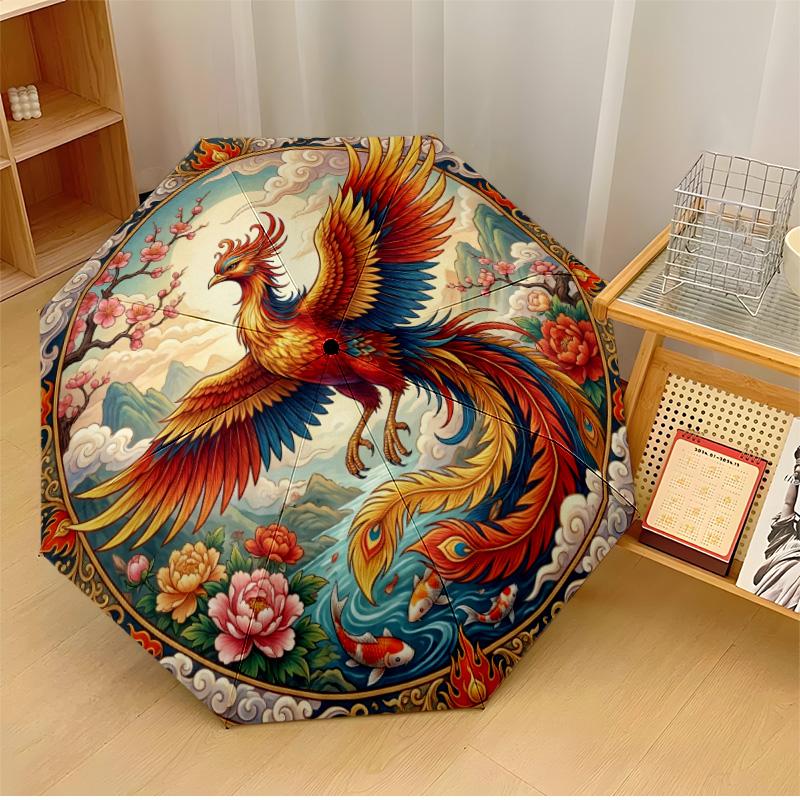 

Fantasy Garden with Butterflies Theme Automatic Umbrella Compact 8-Rib Design Sturdy Construction Durable Umbrella Stylish Accessory