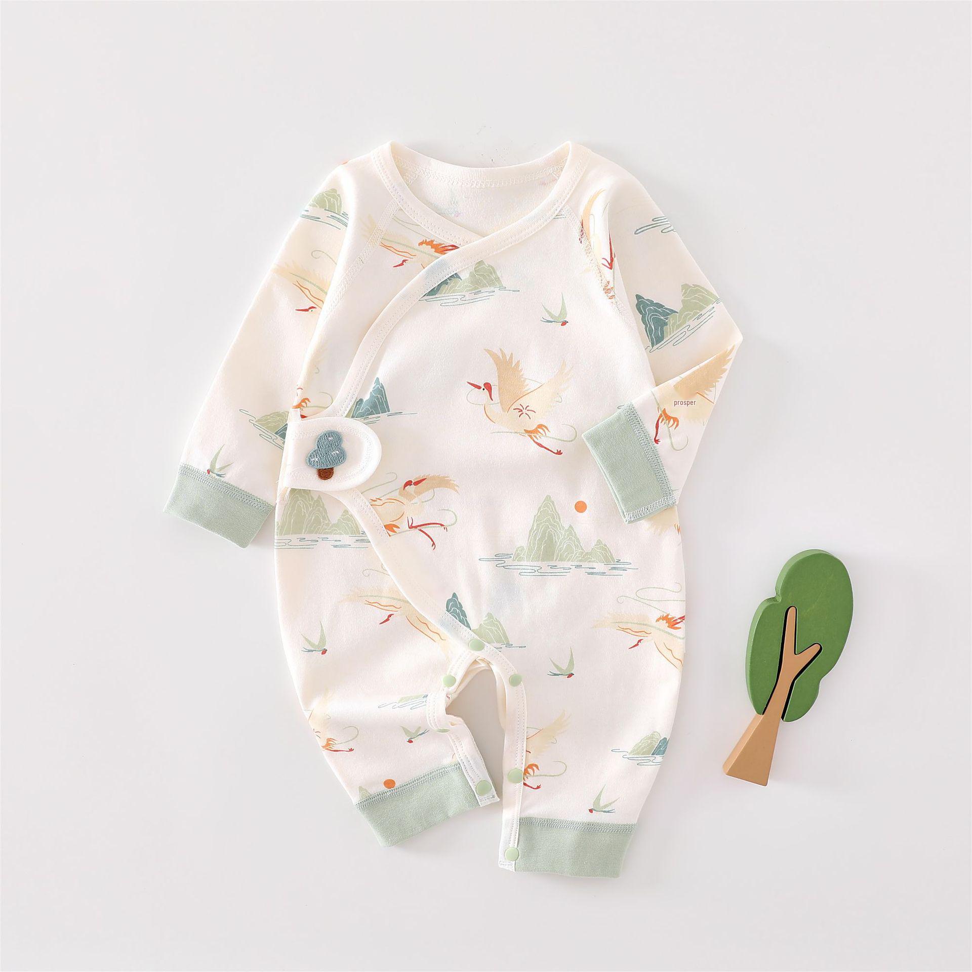 

Ромпер для новорожденных с длинным рукавом из чистого хлопка класса А - Стиль «Монах и бабочка» для весны, осени, зимы 59 cm