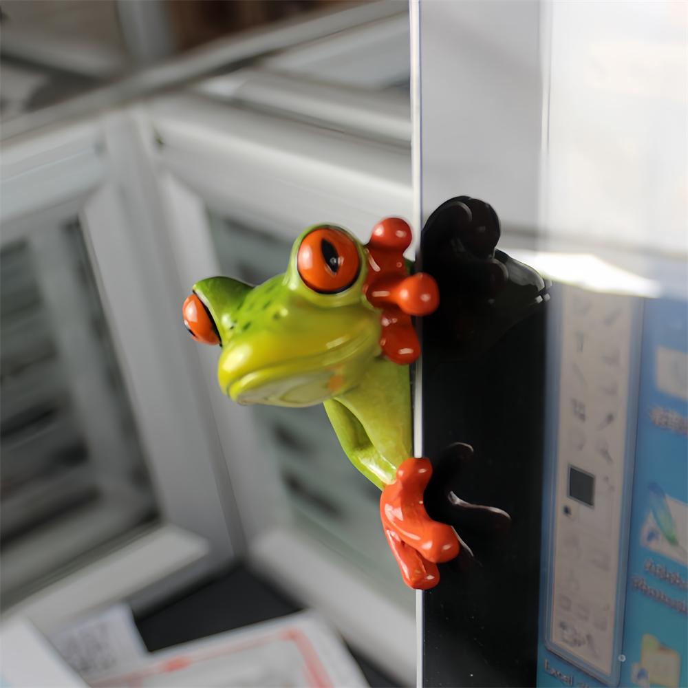 Creative 3D Frog Figurine Office Computer Decoration Car Decor Funny Peep Frog Statue Home TV Ornament Garden Bonsai Miniatures