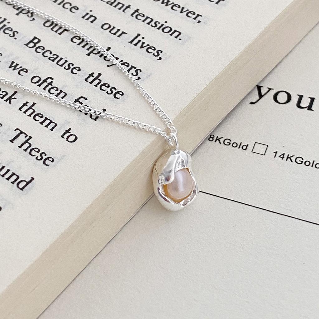 PONYKISS Real  Sterling Silver Pearl Irregular Geometry Choker Necklace For Women Classic Fine  Minimalist Accessories