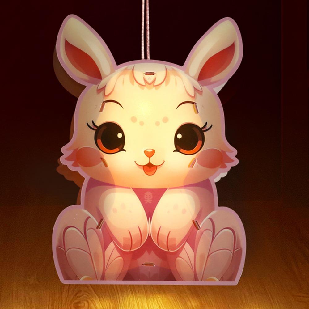 Cute Festival Lantern Material Kits DIY Craft Cartoon Rabbit Lamps  Women