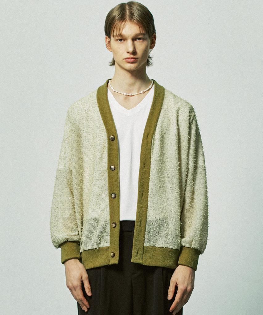 Ssy Grunge Fishernet Knit Cardigan Basil