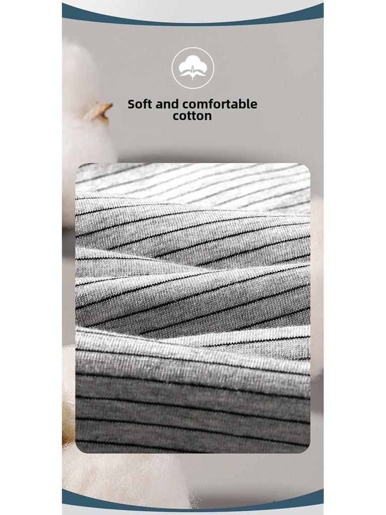 Men's Plus Size Antibacterial Cotton Striped Boxer Briefs