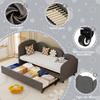 Twin Sofa Bed with Storage Drawers Large Capacity Drawer Rotary Wheels Velvet Upholstered Uneven Fence Sleep Solid Iron Frame Bedroom Twin Size Daybed