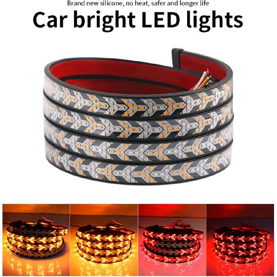 TOPKU LED Pickup Truck Tail Light Strip,Truck Tailgate Dynamic Light Bar, 60" Flexible Flowing drl Strip Bar with Red Brake Amber Turning Signals