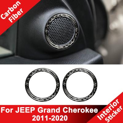 For JEEP Grand Cherokee 2011- Carbon Fiber Car A-Pillar Audio Speaker Tweeter Panel Frame Decoration Sticker Interior Parts