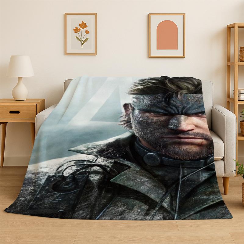 Game Metal Gear Solid Cartoon Soft Flannel Throw Blanket,Warm Cozy Blanket for Bed,Couch,Sofa,Bedroom,Living Room,Travel,Picnic 75x90cm