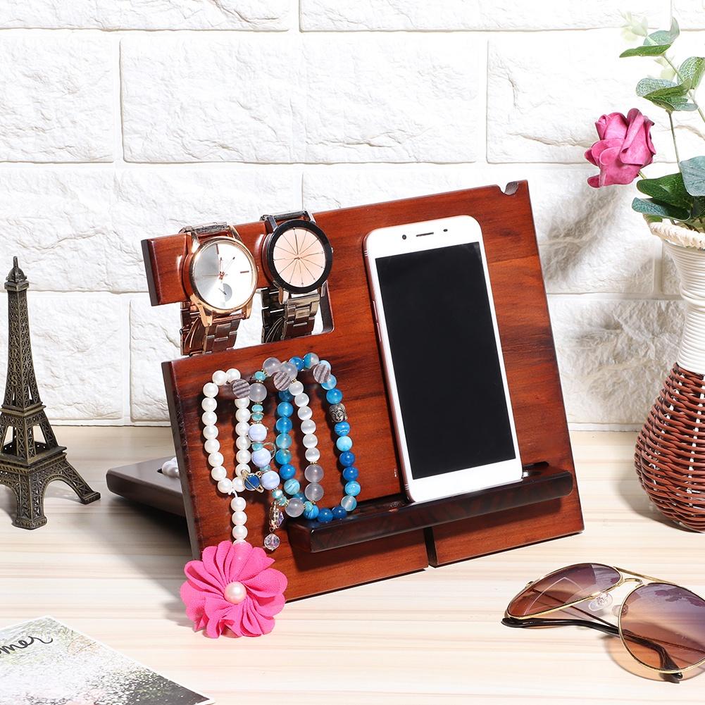 

Wood Watch Glasses Jewelry Key Accessories Desktop Storage Rack Holder Home Office
