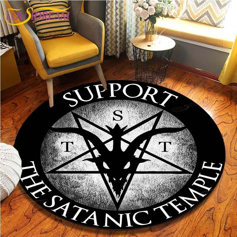 Satan Skull 3D Print Waterproof and Non-slip Circle Cute Floor Rug Round Area Rugs Living Room Children Chair Tent Carpets