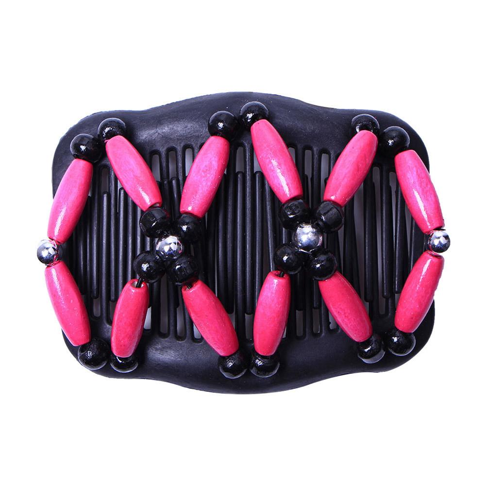 Fashion Women Stretchy Magic Comb Elasticity Hairpin Beads Double Comb Hair Device