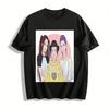 Anime Girl Group Print Short Sleeve T-Shirt Trendy Sweet Cool Style Loose Crew Neck Casual Top Pure Cotton T-shirt