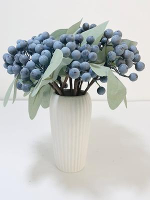 12 Pièces Fruits Réalistes Myrtille Artificielle avec Tiges Faux Myrtilles Baies Artificielles Bricolage Bouquet de Mariée pour Maison Mariage Cuisine Décoration de Fête