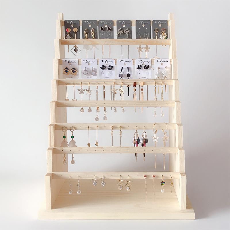 Solid Wood Jewelry Display Stand: Earring, Necklace & Bracelet Organizer.
