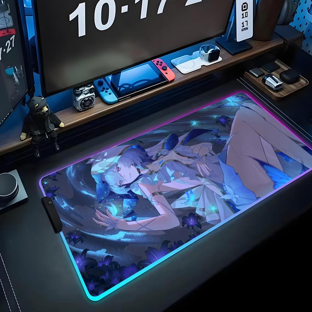 

shorekeeper Mouse Pad RGB Gaming Mousepad Big LED Pad PC Desk Mat Luminous Mouse Pad Large Keyboard Mats Table Rug With Backlit RGB600x300x3mm