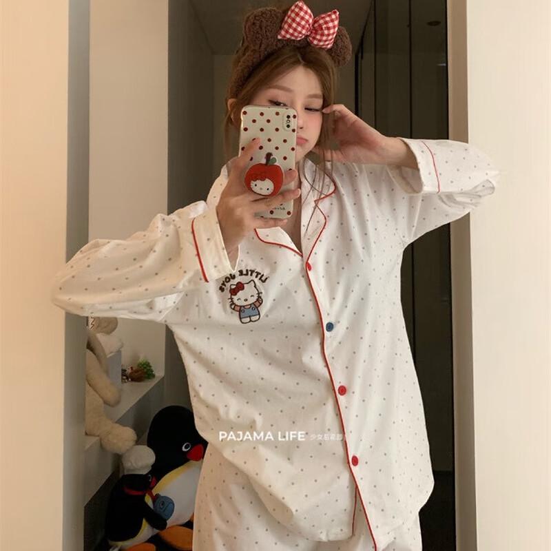 Yuzhaolin Women s Cute Cartoon Print Two-Piece Pajama Set XL