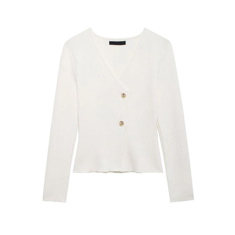 Fall and Winter New Women's Clothing Fashion Wind Asymmetry V Neck Long-Sleeved, Slim-Fit, Short Knitting Outwear 4192124