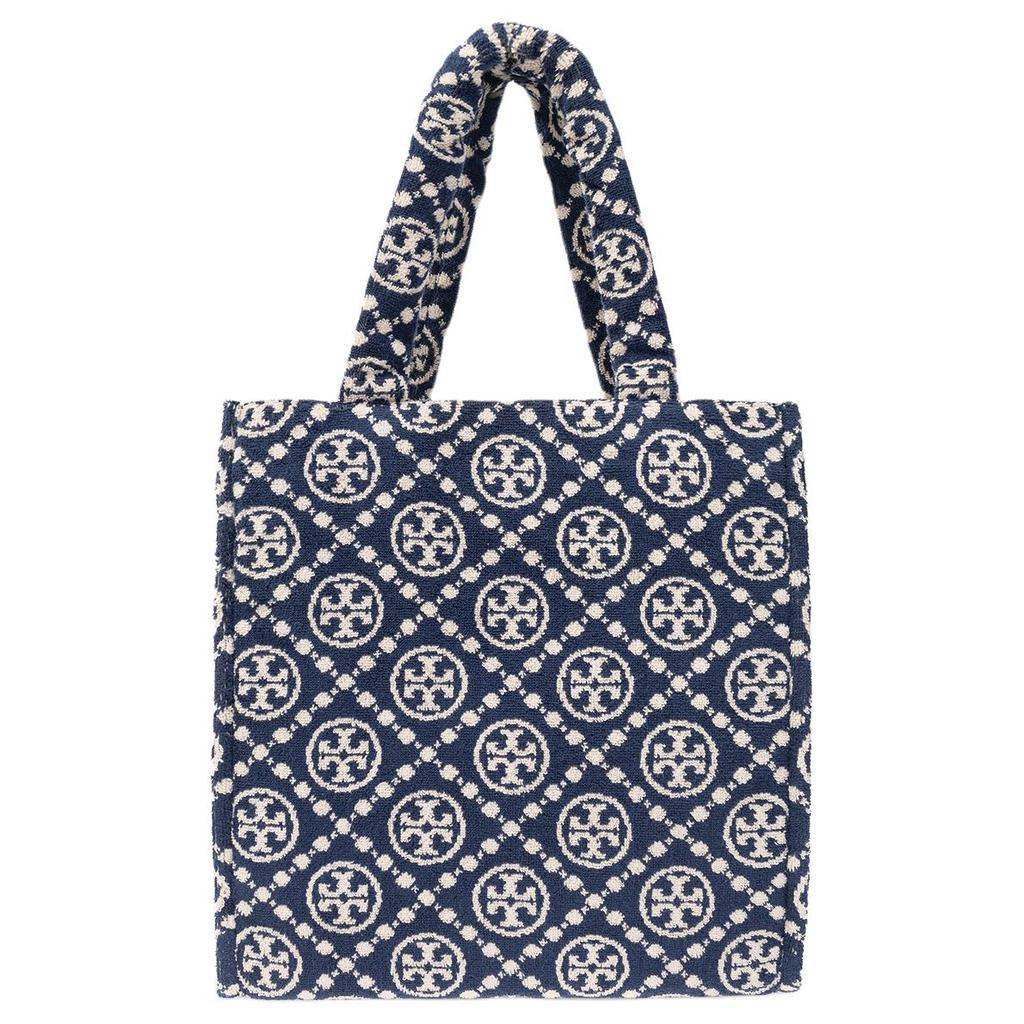 Tory Burch T Monogram Double T Logo Diamond Pattern Large Capacity Commuter Tote Bag Women Tote Navy-Blue 149296-405
