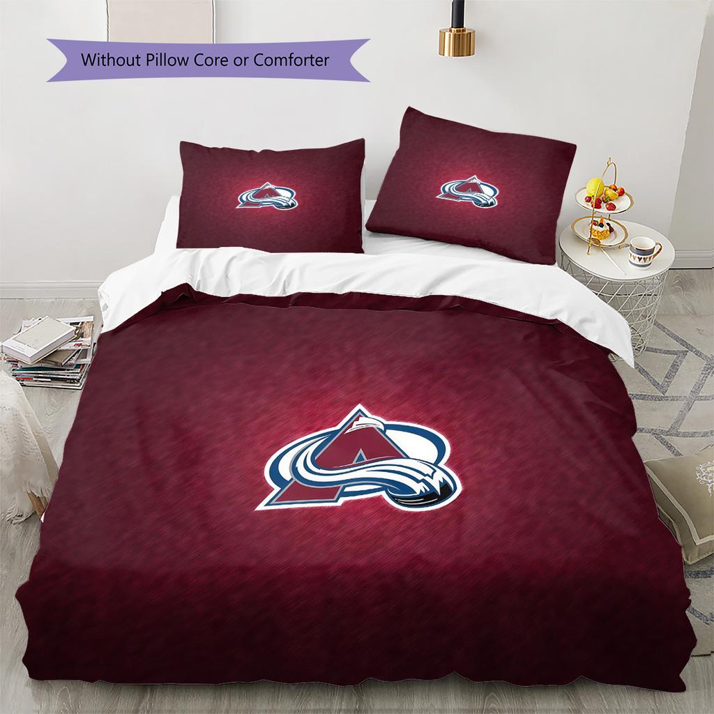 Colorado Avalanche Pattern Bedding Quilt Set Home Decoration Gift (1 * Duvet Cover + 2 * Pillowcase Without Core)