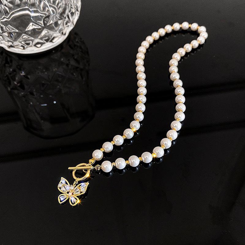 

2020 Новые короткие жемчужины Rhinestones Чокер бабочка титана стальной ожерелье для женщин Девушки партии Горячие ювелирные изделия подарки