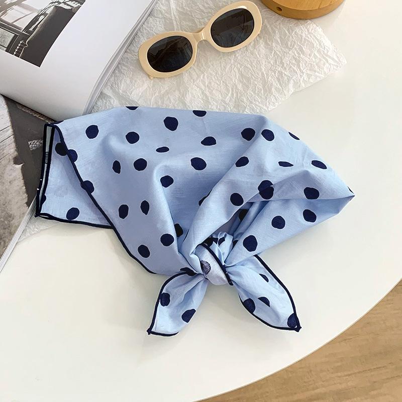 Silk scarf neck small square scarf high-end new versatile decorative small scarf polka dot headscarf pastoral hair band tied hair