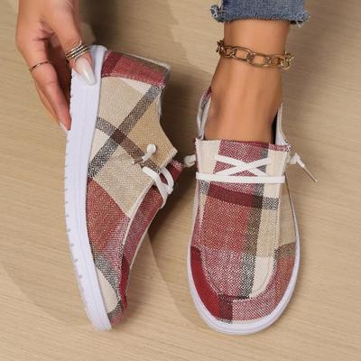Large-sized Lace-up Single Shoes for Women, Low-top, Lazy Fabric Flat Single Shoes