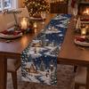Holiday Table Linen Christmas Flower Runner, Holly Berries Dining Decor, Poinsettia Gingerbread Gift for Friends Man Festive Runner Party Decor Indoor