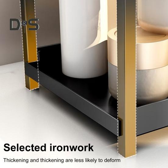 Countertop Storage Rack Double Layers Heavy Duty Metal Home Office Living Room Kitchen Bathroom Cosmetics Organizer Holder