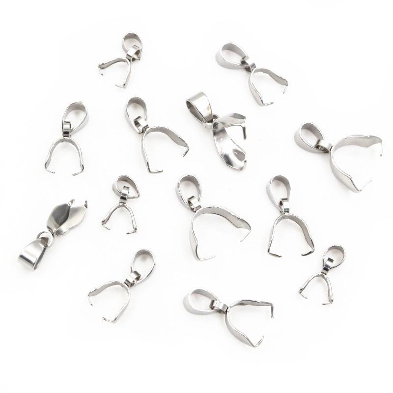 50pcs Stainless Steel Pendant Pinch Bail Clasps Necklace Hooks Clips Connector DIY Jewelry Making Findings Accessories