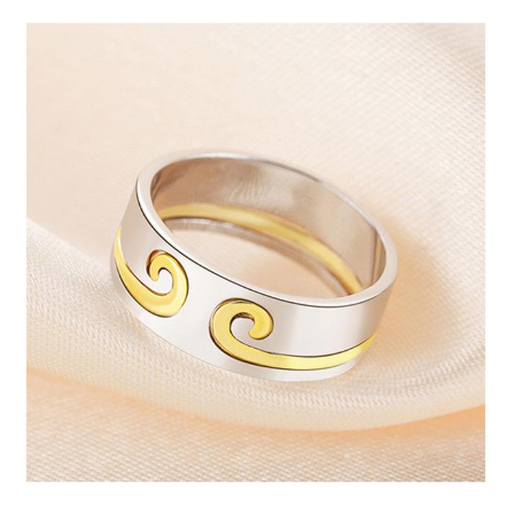 New Couple's Curse Two-in-One Combination Titanium Steel Retro Ring