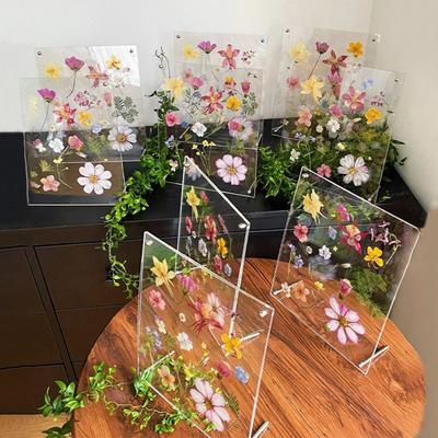 1SET Creative Handmade DIY Dried Flower Embossed Specimen, Nordic Simplicity, Acrylic 6-inch 7-inch Photo Frame, Flower Frame