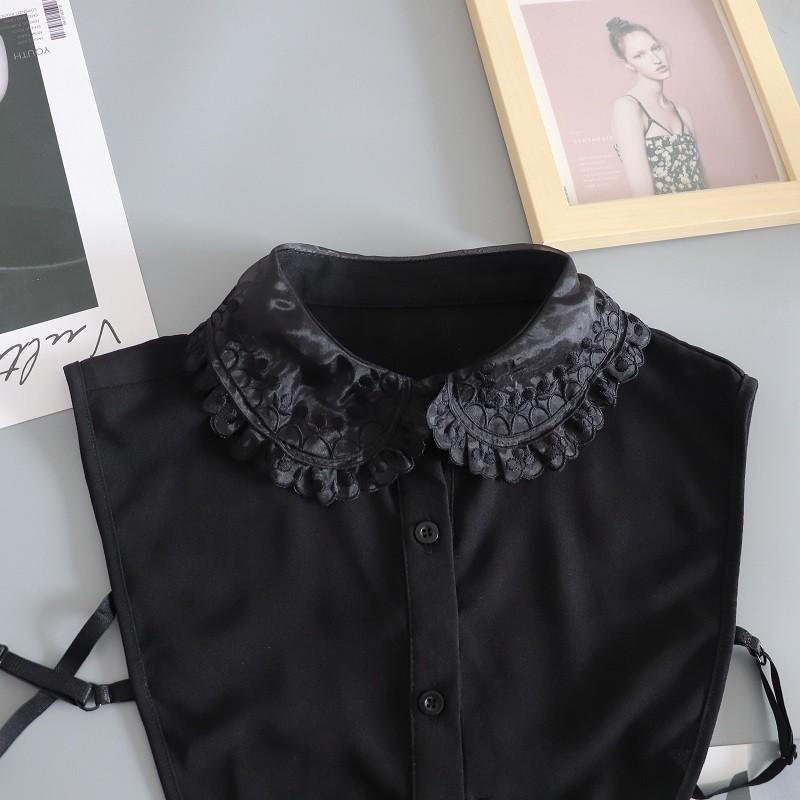 Women's Fake Collar Shirt White Fake Collar Women Detachable Collars Embroidery Cotton False Collar Shirt Col Amovible Femme