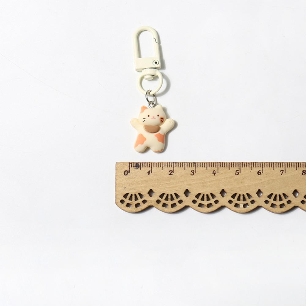 Resin Cartoon Cat Keychain Happy Kitten Cute Keychain Pendant Fashion Mini Kitten Keyring  Kids