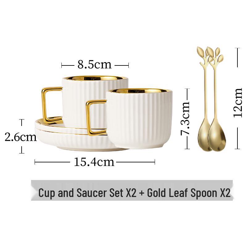 Hanyou Electroplated Ceramic Striped Coffee Mug Set (2-Pack)