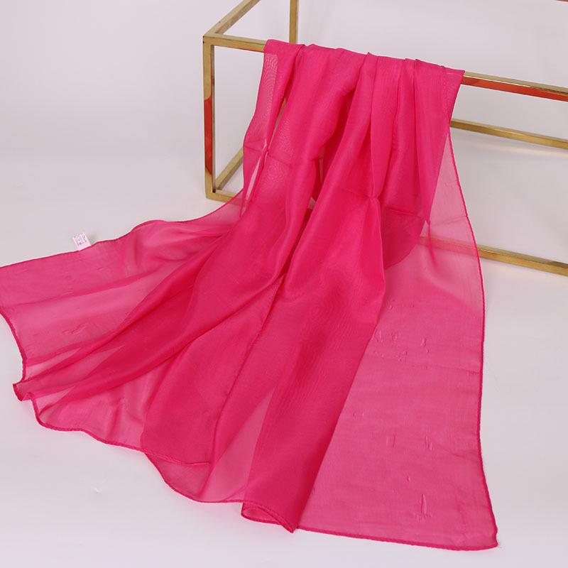 China Red Solid Color Chiffon Small Silk Scarf Women's Small Gifts, Thin Big Red Children's Day Gifts