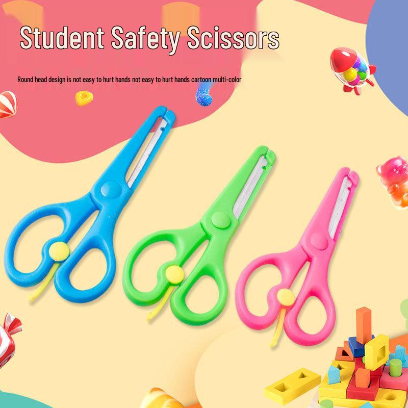Children's Elastic Safety Scissors with Round Head for Paper Cutting